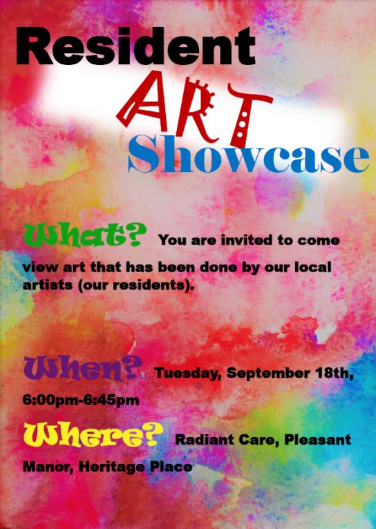 Radiant care pleasant manor resident art showcase