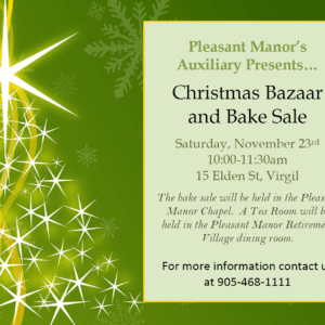 Radiant care pleasant manor auxiliary christmas bazaar & bake sale